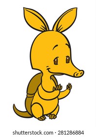 Vector illustration of happy cartoon funny armadillo
