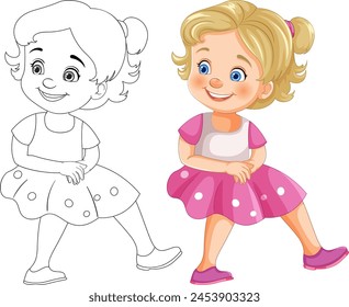 Vector illustration of a happy cartoon girl