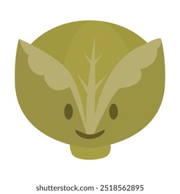 Ilustración vectorial de una lechuga alegre de dibujos animados, promoviendo una alimentación fresca y saludable con un diseño divertido y lúdico, ideal para la agricultura orgánica y los temas de verduras.