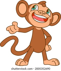 Vector Illustration of a Happy Cartoon Monkey Isolated on the White Background