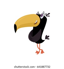 vector illustration of happy cartoon toucan smiling