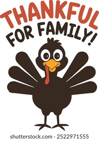 A vector illustration of a happy cartoon turkey Thanksgiving Day.