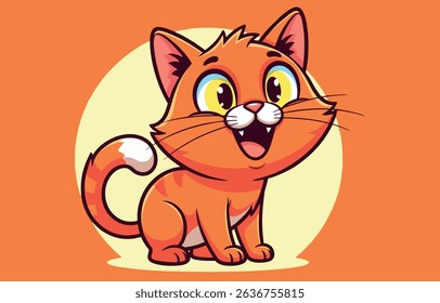 Vector illustration of a happy cat with a cute, joyful expression. Perfect for prints, stickers, kids’ designs, and pet-themed projects.