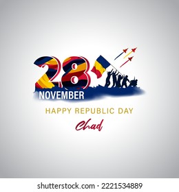 Cartel del día de la república de Chad ilustrado por el vector