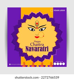 Vector illustration of Happy Chaitra Navratri wishes greeting card