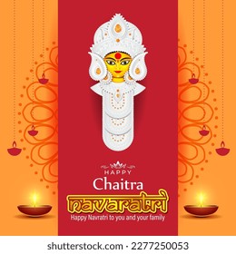 Vector illustration of Happy Chaitra Navratri wishes greeting card