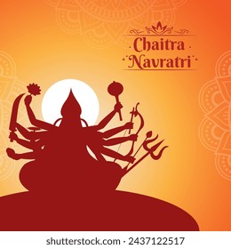 Vector illustration of Happy Chaitra Navratri social media feed template
