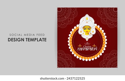 Vector illustration of Happy Chaitra Navratri social media feed template