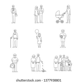 Vector illustration of happy  and character icon. Collection of happy  and portrait stock symbol for web.