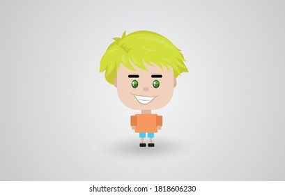 Vector illustration of happy and cheerful guy with yellow hair cartoon character on white background