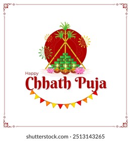 Vector illustration of Happy Chhath Puja social media feed template