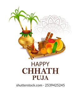 Vektorgrafik von Happy Chhath Puja Feiertag Hintergrund feiert traditionelles Festival von Indien und Nepal