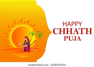 ilustração vetorial do fundo do feriado do Happy Chath Puja celebrando o festival tradicional da Índia e do Nepal