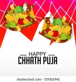 Vector illustration of Happy Chhath Puja Holiday banner.