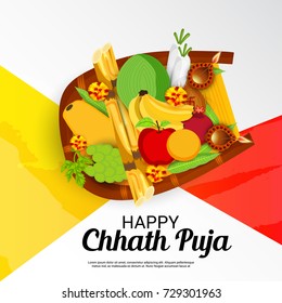 Vector illustration of Happy Chhath Puja Holiday banner.