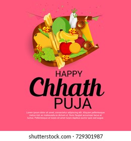 Vector illustration of Happy Chhath Puja Holiday banner.