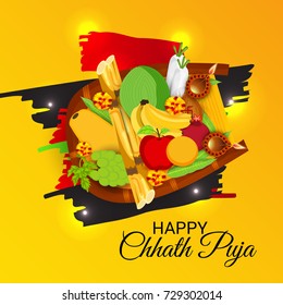 Vector illustration of Happy Chhath Puja Holiday banner.