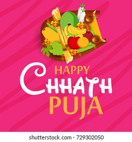 Vector illustration of Happy Chhath Puja Holiday banner.