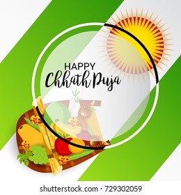 Vector illustration of Happy Chhath Puja Holiday banner.