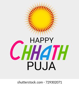 Vector illustration of Happy Chhath Puja Holiday banner.