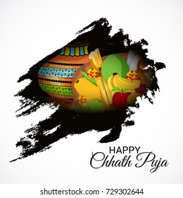 Vector illustration of Happy Chhath Puja Holiday banner.