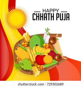 Vector illustration of Happy Chhath Puja Holiday banner.