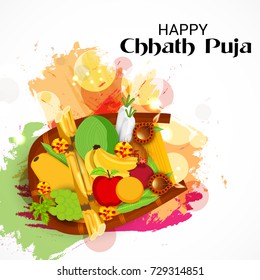 Vector illustration of Happy Chhath Puja Holiday banner.