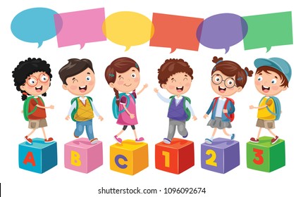 Ilustración vectorial De Niños Felices