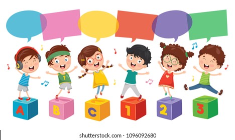 Vector Illustration Of Happy Children