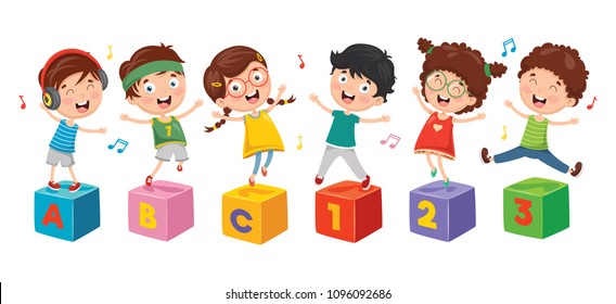 Vector Illustration Of Happy Children