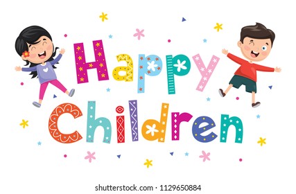 Vector Illustration Of Happy Children