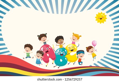 Vector Illustration Of Happy Children