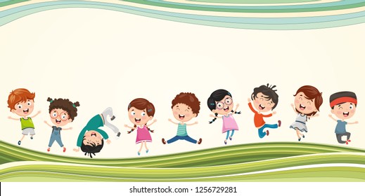 Vector Illustration Of Happy Children