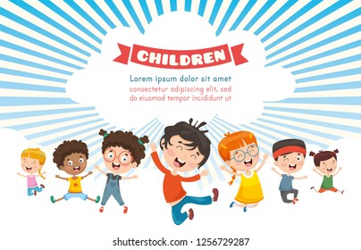 Vector Illustration Of Happy Children