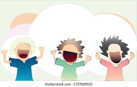 Vector Illustration von glücklichen Kindern heben ihre Hand für zurück zur Schule, Kindergarten oder frühen Bildungskonzepten.