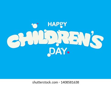 Vector illustration. Happy Children's day handwritten lettering.  Happy Children's day typography vector design for greeting cards and poster. Design template celebration. 