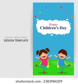 Vector illustration of Happy Children's Day social media feed template
