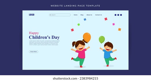 Vector illustration of Happy Children's Day social media feed template