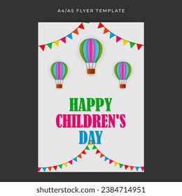 Vector illustration of Happy Children's Day social media feed template