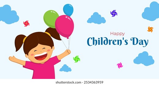 Vector illustration of Happy Children's Day social media template