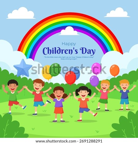 Vector illustration of Happy Children's Day social media template