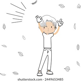 vector illustration of a happy child's gesture