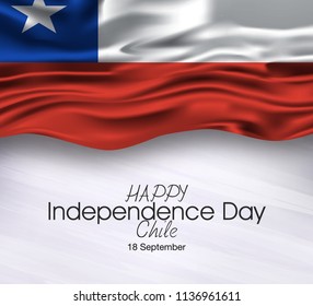 Vector illustration of Happy Chile Independence Day 18 September. Flag isolated on gray background.