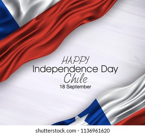 Vector illustration of Happy Chile Independence Day 18 September. Flag isolated on gray background.