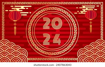 Vector illustration for a Happy Chinese New Year background with cloud, and Chinese lantern elements, copy space with a design concept.