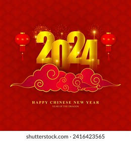 Vector illustration of Happy Chinese New Year 2024 social media feed template