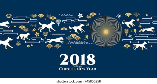 vector illustration. happy Chinese New Year 2018. Year of the dog in the Chinese calendar. design graphics for the decoration of flyers, booklets, krtochek, gift certificates