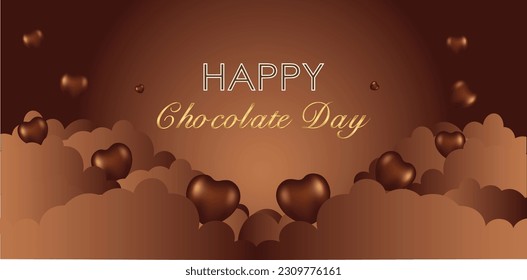 ilustración vectorial del Día del Chocolate Feliz. fondo de fondo de fondo. Vector de icono de chocolate con forma de corazón de leche.