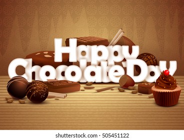 Vector Illustration Of Happy Chocolate Day Wallpaper Background