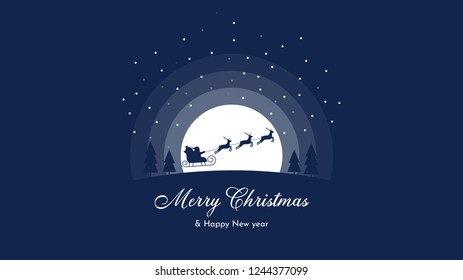 vector illustration of Happy Christmas and Happy New Year 2018, 2019